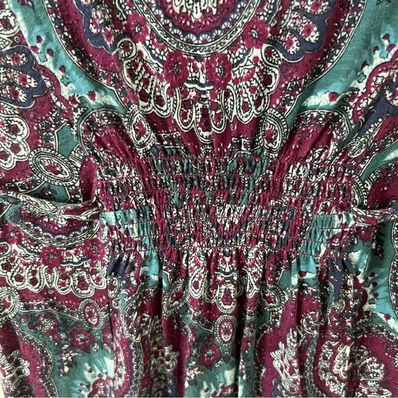 Lucky Brand Purple Blue Paisley Print Scoop Neck Long Sleeve Dress - Picture 7 of 7